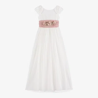 Amaya Kids' Girls Ivory Tulle & Lace Dress