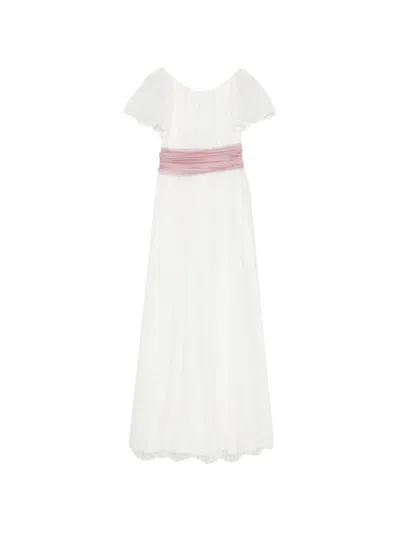 Amaya Kids' Lace-sleeve Dress In White
