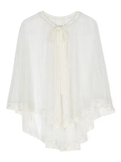Amaya Kids' Lace-trim Mesh Cape In Neutrals