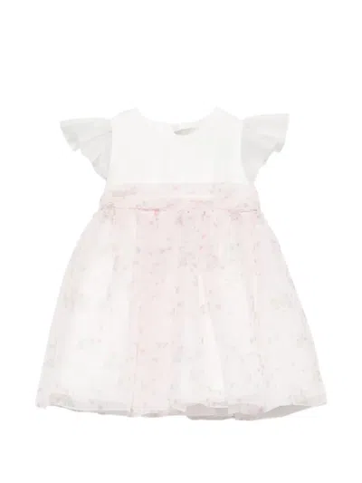 Amaya Babies' Ruffled Floral-print Dress In White
