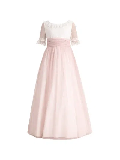 Amaya Ruffled Lace Dress In Pink