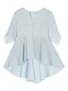 Amaya Scallop-edge Chambray Coat In Blue