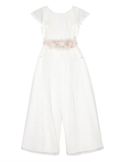 Amaya Kids' Tulle Wide-leg Jumpsuit In White