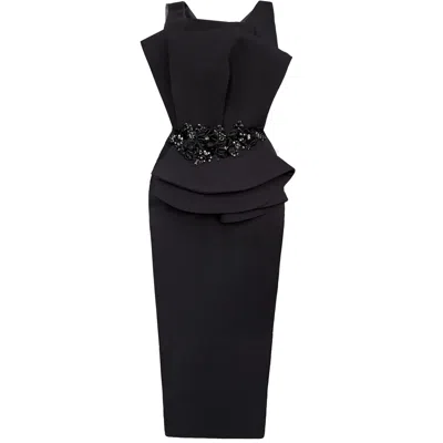 Amayce Women's Amelia Peplum Embellished Midi Black Dress