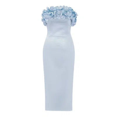 Amayce Women's Isabella Blue Floral Pearl Midi Dress