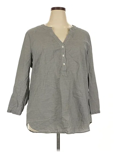 Pre-owned Amazon Essentials 3/4 Sleeve Button Down Shirt In Gray