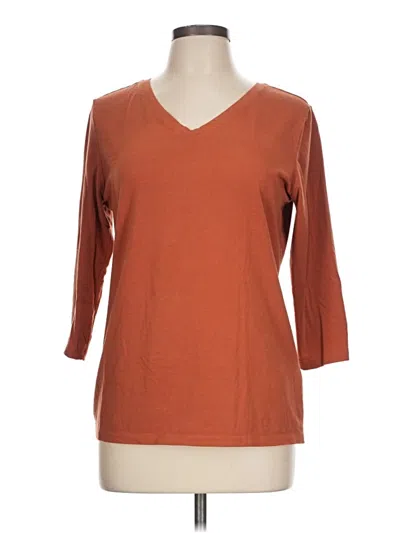 Pre-owned Amazon Essentials 3/4 Sleeve T-shirt In Brown