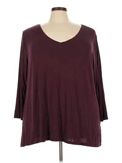 Pre-owned Amazon Essentials 3/4 Sleeve T-shirt In Burgundy