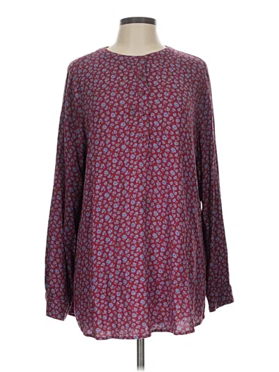 Pre-owned Amazon Essentials Long Sleeve Blouse In Burgundy