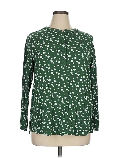 Pre-owned Amazon Essentials Long Sleeve Blouse In Green