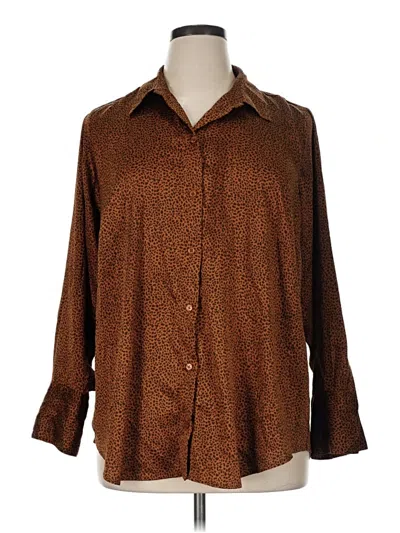 Pre-owned Amazon Essentials Long Sleeve Button Down Shirt In Brown