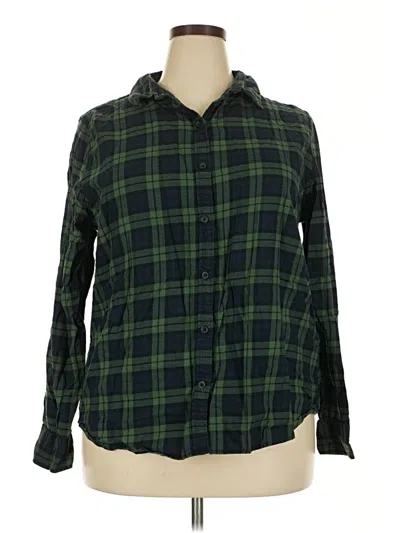 Pre-owned Amazon Essentials Long Sleeve Button Down Shirt In Green