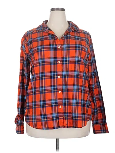 Pre-owned Amazon Essentials Long Sleeve Button Down Shirt In Orange