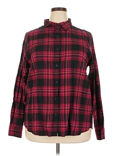 Pre-owned Amazon Essentials Long Sleeve Button Down Shirt In Red