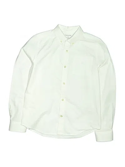 Pre-owned Amazon Essentials Kids' Long Sleeve Button Down Shirt In White