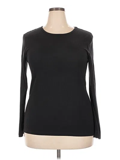 Pre-owned Amazon Essentials Long Sleeve Top Black Crew Neck Tops