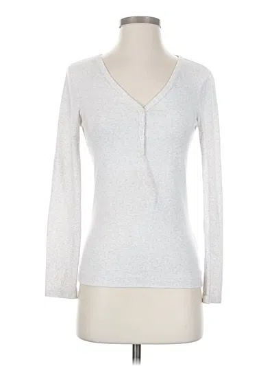 Pre-owned Amazon Essentials Long Sleeve Top Silver V-neck Tops