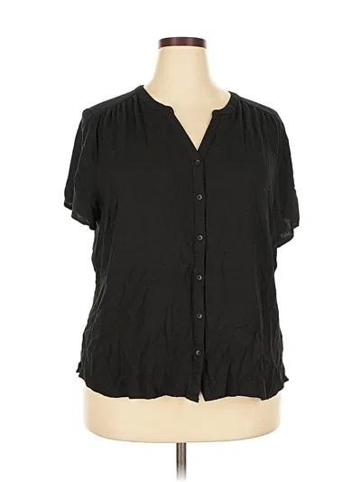 Pre-owned Amazon Essentials Short Sleeve Blouse In Black