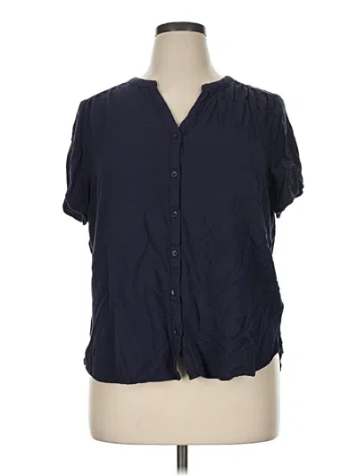 Pre-owned Amazon Essentials Short Sleeve Blouse In Blue