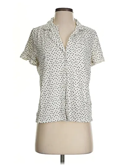 Pre-owned Amazon Essentials Short Sleeve Blouse In Ivory