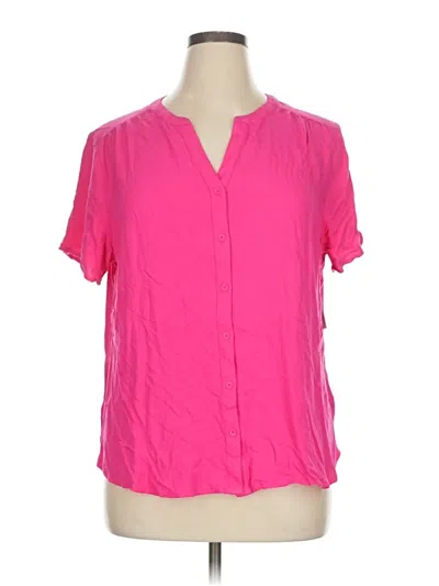 Pre-owned Amazon Essentials Short Sleeve Blouse In Pink