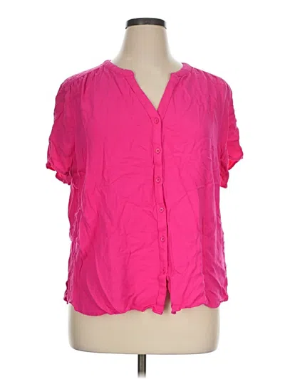 Pre-owned Amazon Essentials Short Sleeve Blouse In Pink