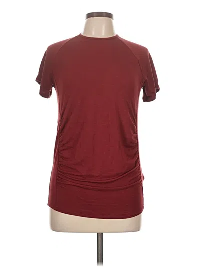 Pre-owned Amazon Essentials Short Sleeve Top Burgundy Crew Neck Tops