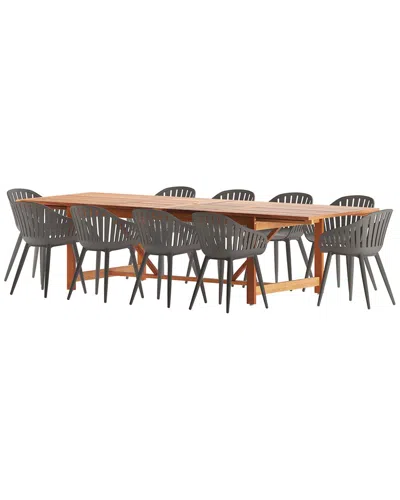 Amazonia 11pc Rectangular Patio Dining Set In Black