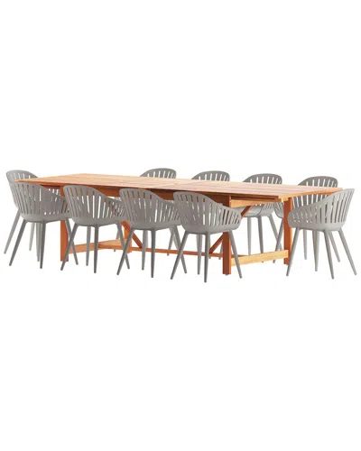 Amazonia 11pc Rectangular Patio Dining Set In Grey