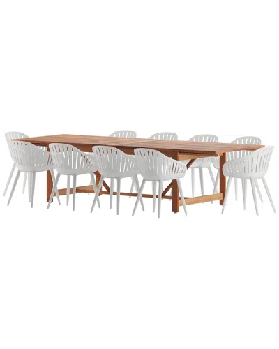 Amazonia 11pc Rectangular Patio Dining Set In White