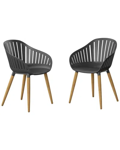 Amazonia 2 Piece Resin Chair Patio Black Teak Finish