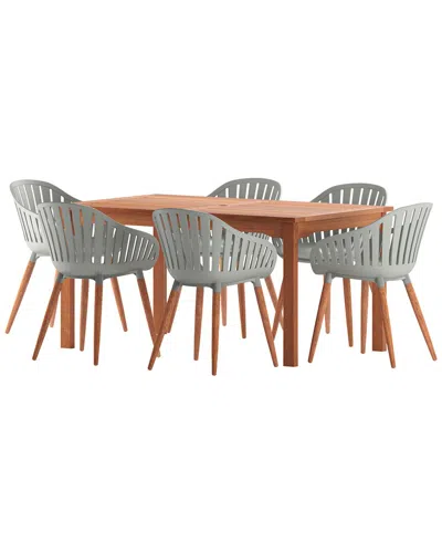 Amazonia 7pc Rectangular Patio Dining Set In Gray