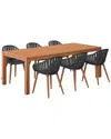 Amazonia 7pc Rectangular Patio Dining Set In Black