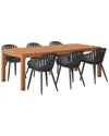 Amazonia 7pc Rectangular Patio Dining Set In Black