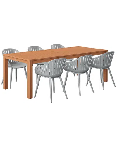 Amazonia 7pc Rectangular Patio Dining Set In Grey