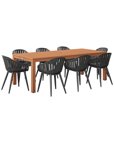 Amazonia 9pc Rectangular Patio Dining Set In Black