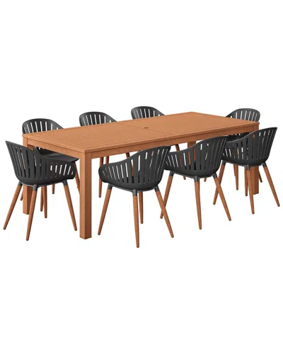 Amazonia 9pc Rectangular Patio Dining Set In Black