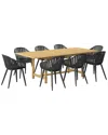 Amazonia 9pc Rectangular Patio Dining Set In Black