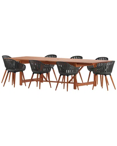 Amazonia 9pc Rectangular Patio Dining Set In Black