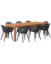 Amazonia 9pc Rectangular Patio Dining Set In Black