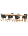 Amazonia 9pc Rectangular Patio Dining Set In Black