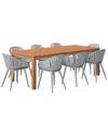 Amazonia 9pc Rectangular Patio Dining Set In Grey