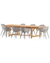 Amazonia 9pc Rectangular Patio Dining Set In Grey