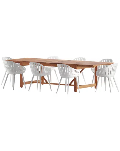 Amazonia 9pc Rectangular Patio Dining Set In White