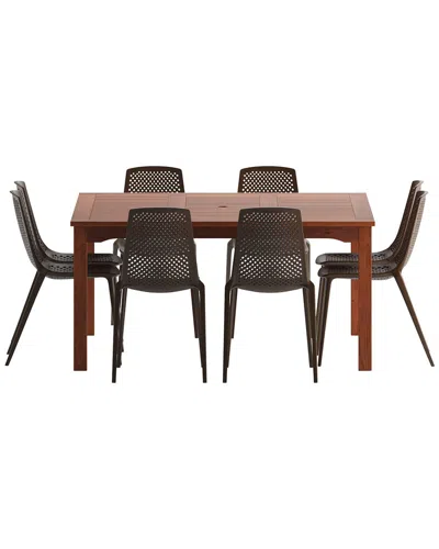 Amazonia 9pc Square Patio Dining Set In Brown