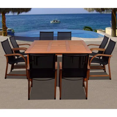 Amazonia Bahamas 9-piece Eucalyptus Square Patio Dining Set