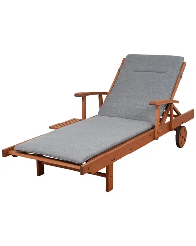Amazonia Eucalyptus Wood Lounger With Wheels