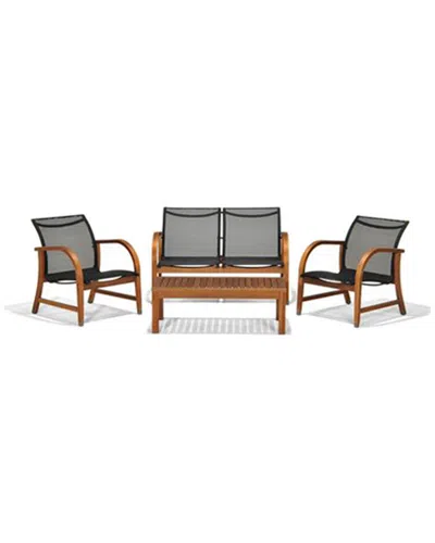 Amazonia Manhattan Eucalyptus 4pc Patio Deep Seating Set