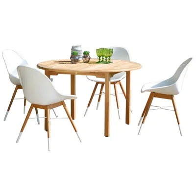 Amazonia Marte 5-piece Round Teak And Eucalyptus Patio Dining Set