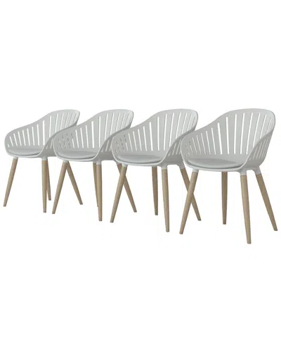 Amazonia Midtown Concept 4pc Indoor White Dining Chairs W/ Cushions